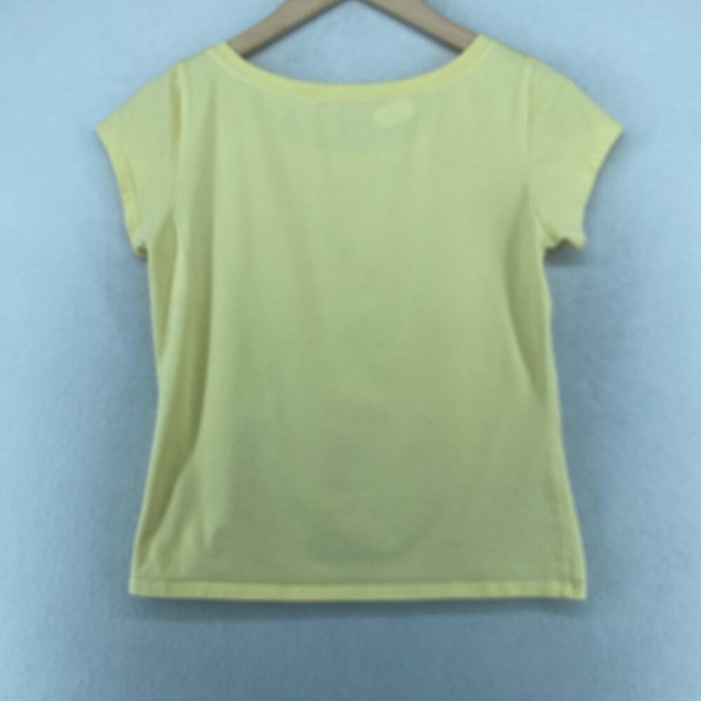 EILEEN FISHER Top S Stretch Organic Cotton Scoop Neck Cap Sleeve Yellow USA - Picture 2 of 13